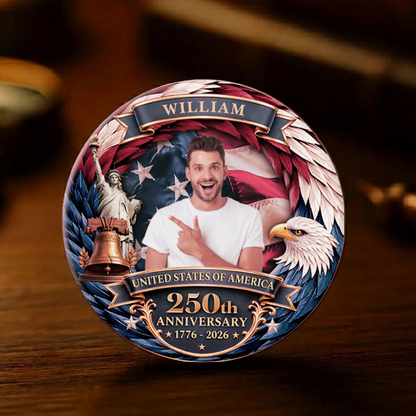 Custom Photo USA 250th Anniversary Commemorative Coin, Personalized 4th Of July Patriotic Gift 684805