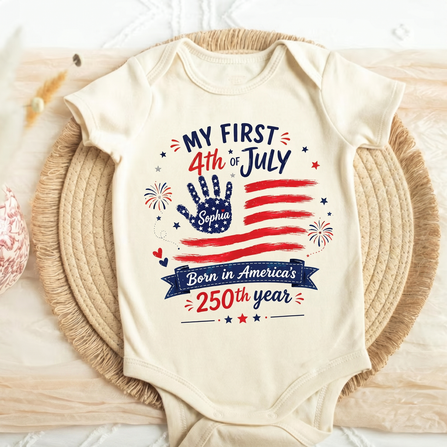 Personalized My First 4th Of July Baby Bodysuit, Born In America’s 250th Year Kids T-Shirt, Patriotic 4th Of July Gift 685439 WFD