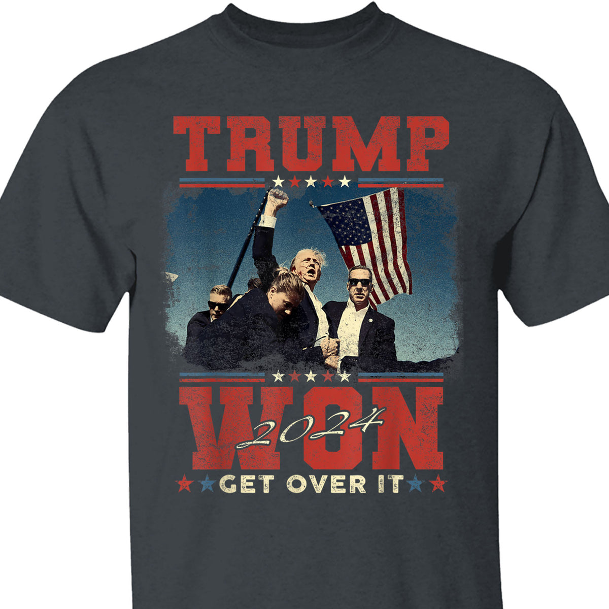 Trump Won Get Over It, Trump Victory Shirt, Celebrate the Win Election 47th Shirt Dark T1706 - GOP