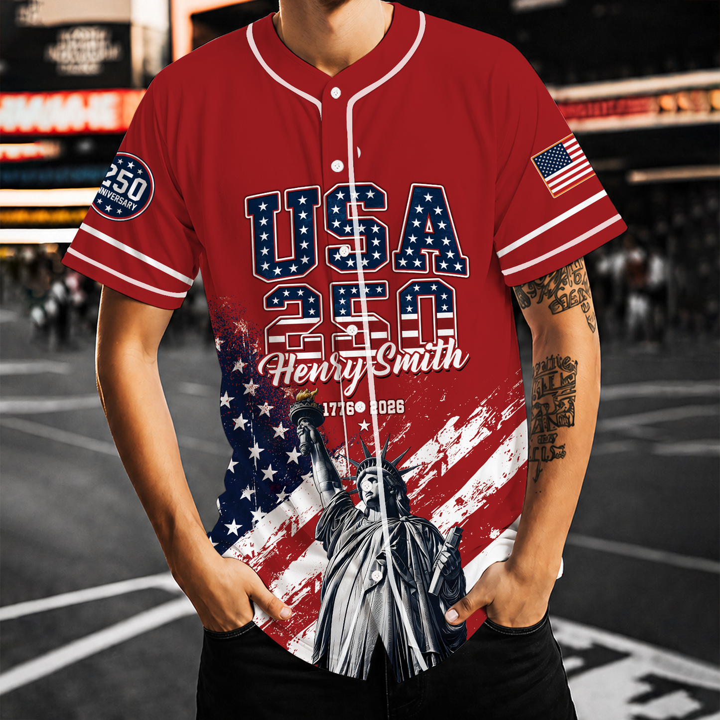 Personalized USA 250th Anniversary Baseball Jersey, America 1776-2026 Semiquincentennial Jersey, Patriotic 4th Of July Shirt 685250