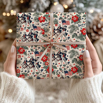 USA 250th Anniversary Wrapping Paper, Spirit Of 76 Patriotic Christmas Gift Wrap 685190
