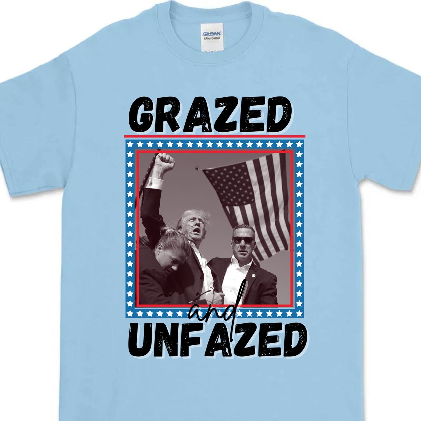 Grazed And Unfazed | Trump Fight 2024 Shirt | Trump Pennsylvania Rally | Trump Supporters Shirt Bright T1163 - GOP