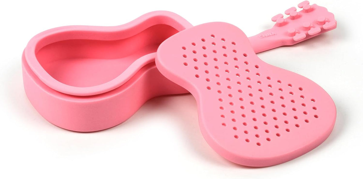 Pink Guitar Tea Infuser, Bpa-Free Silicone Loose Leaf Steeping Tool with Signature Dolly Logo