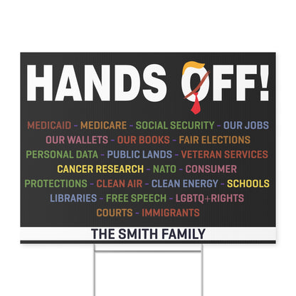 Personalized Hands Off Yard Sign – Progressive Political Yard Sign for Social Justice and Free Speech Advocacy, 8647 Anti Trump 682186