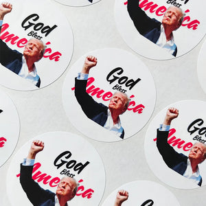 6Cm Trump 2024 Stickers with God Bless America Holographic for Cup Computer Trump Fight Make America Great Again DIY Labels