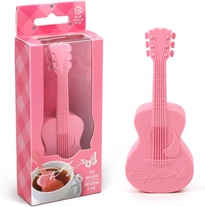 Pink Guitar Tea Infuser, Bpa-Free Silicone Loose Leaf Steeping Tool with Signature Dolly Logo