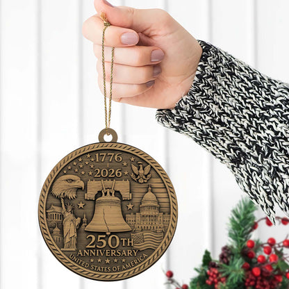 250 Years USA Anniversary 1776–2026 Wood Ornament | Patriotic 4th of July Decoration | Happy 250th Birthday America Ornament 682759