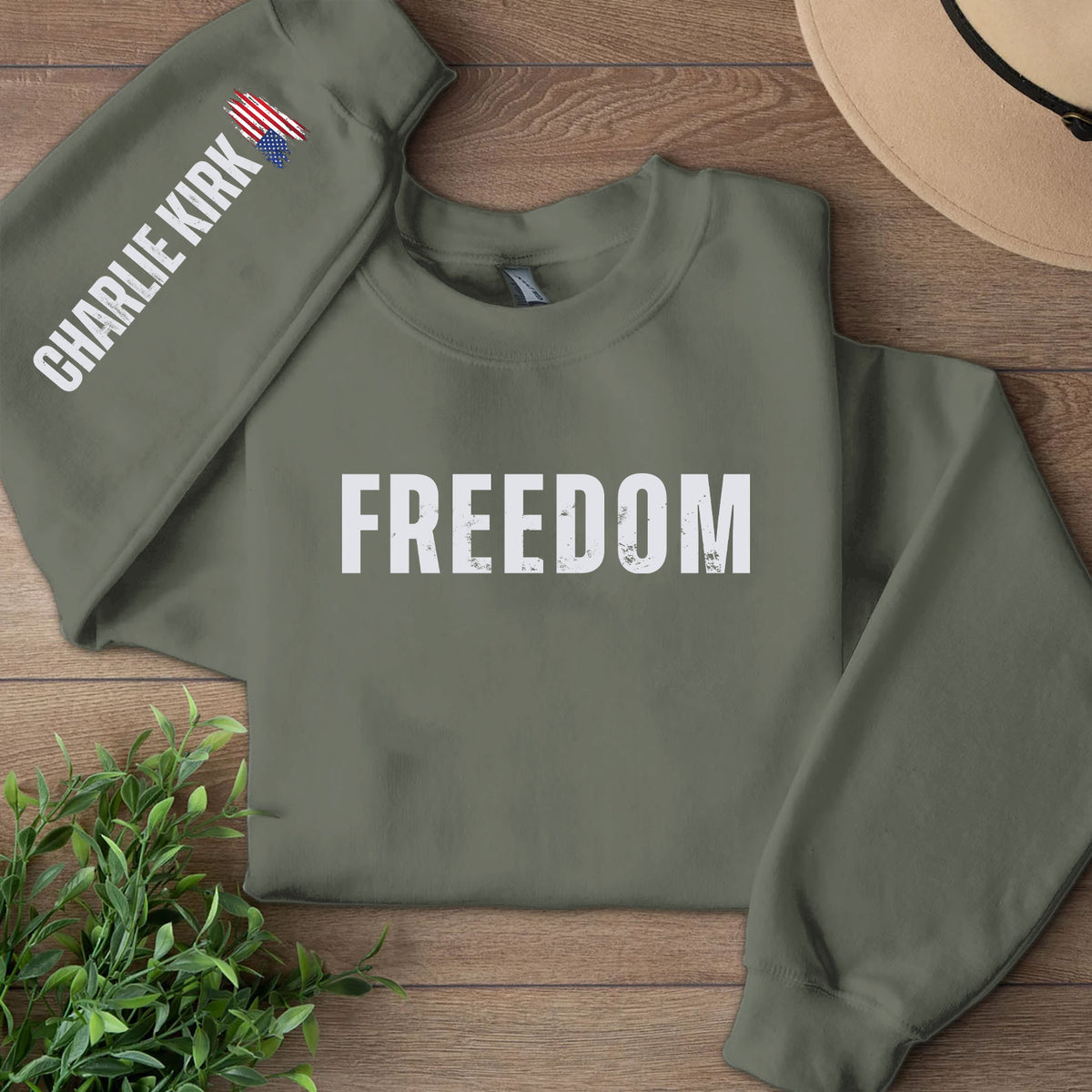 Freedom Charlie Kirk Memorial Sweatshirt | Charlie Kirk Sleeve Right Print Sweater | Human Rights Apparel 682917
