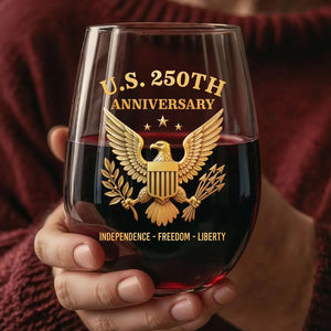 U.S. 250 Years Anniversary Wine Glass | Patriotic 4th of July Glass | Happy 250th Birthday America | Independence Day Gift 682714
