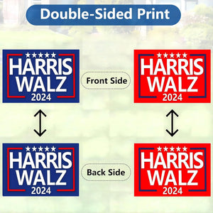 Harris Walz 2024 Yard Signs 2-Pack Double-Sided,Waterproof,Uv Resistant,12X18 Inches with Metal H-Stakes,Kamala Harris Tim Walz Campaign Rally Placard Outdoor Lawn Decoration