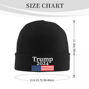 Donald Trump 2024 Campaign American Flag Knitted Hat Women'S Men'S Skullies Beanies Winter Hat Warm Melon Cap