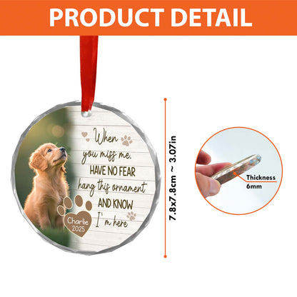 Personalized When You Miss Me Pet Memorial Glass Ornament | Custom Pet Photo Glass Ornament | Dog Cat Loss Remembrance Gift Keepsake 682722