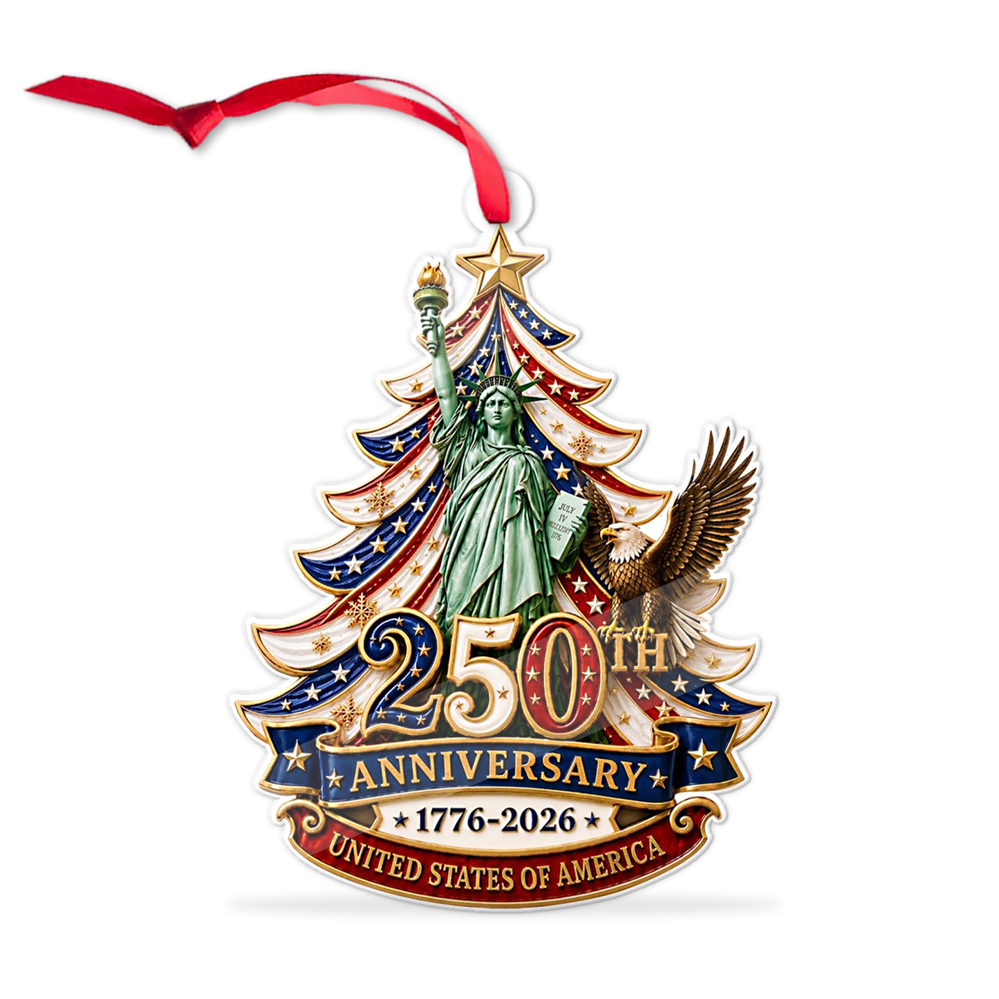 USA 250th Anniversary Acrylic Ornament, 1776-2026 Patriotic Christmas Ornament 686112