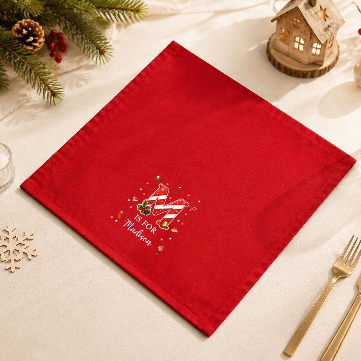 Personalized Christmas Napkins, Custom Name Holiday Gift For Family 686638 WFD