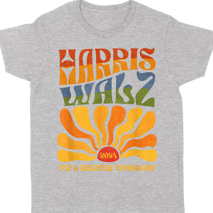 Harris Walz 2024 For A Brighter Tomorrow Boho Aesthetic | Kamala Harris 2024 Shirt | Democrat Shirt Dark T1419 - KH2