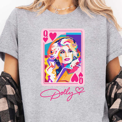 Queen Of Hearts Dolly Parton Memorial Bright Shirt, Pop Art Graphic Tee, Retro Country Legend Apparel 686163