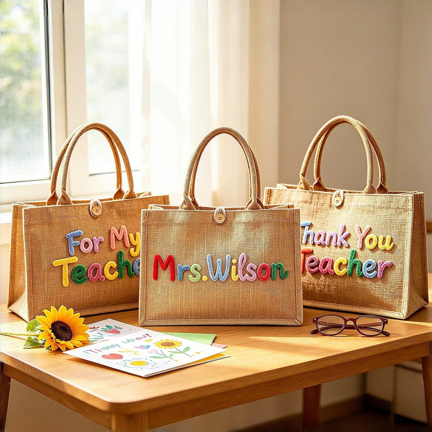 Custom Crochet Teacher's Name Tote Bag | Personalized Back To School Tote | Teacher Appreciation Gift 685473 WFD
