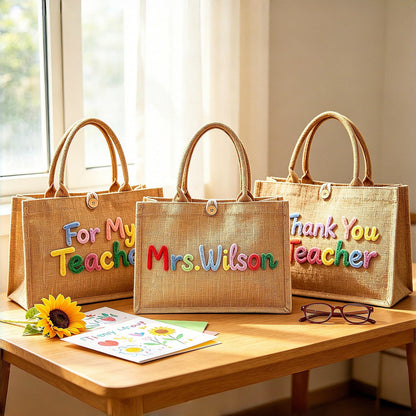 Custom Crochet Teacher's Name Tote Bag | Personalized Back To School Tote | Teacher Appreciation Gift 685473 WFD