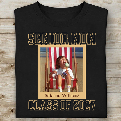 Custom Photo Senior Mom 2027 Vintage Dark Shirt, Class Of 2027 Tee, Personalized Graduation Gift 685686