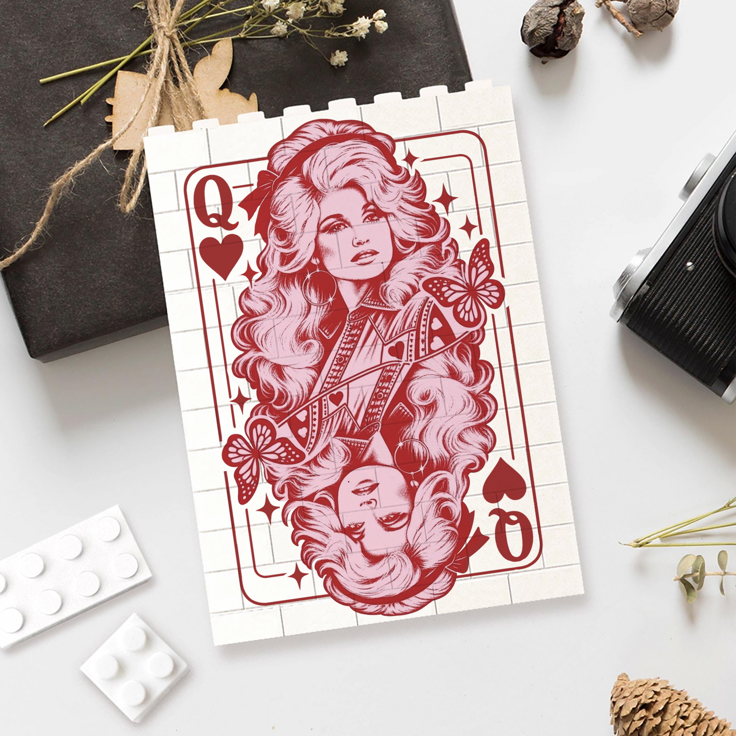 Queen Of Hearts Dolly Parton Memorial Building Blocks, Country Music Tribute Gift, Dolly Parton Fan Gift 686162