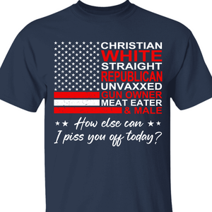 Christian White Straight Republican Shirt | Donald Trump Homage Shirt | Donald Trump Fan Front Shirt T939 - GOP