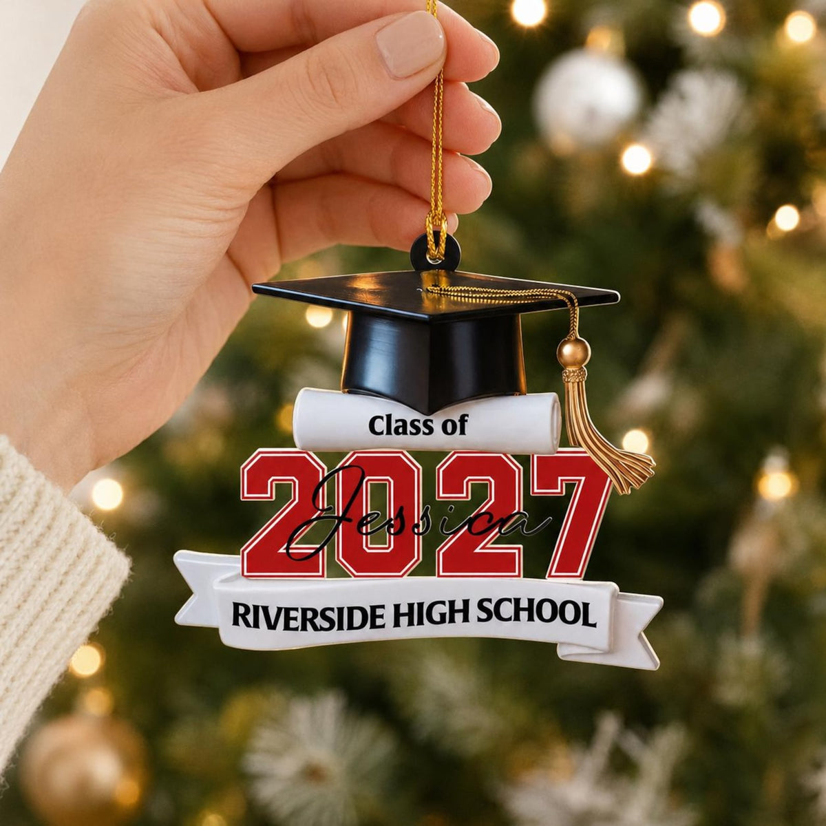 Personalized Class Of 2027 Acrylic Ornament, Custom Christmas Gift For Senior 686365 WFD