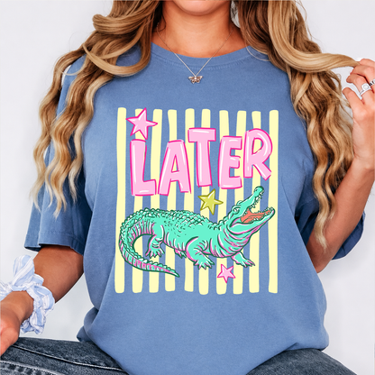 Later Gator Striped Front & Back Comfort Colors Shirt, After While Crocodile Tee, Back To School Gift 685548