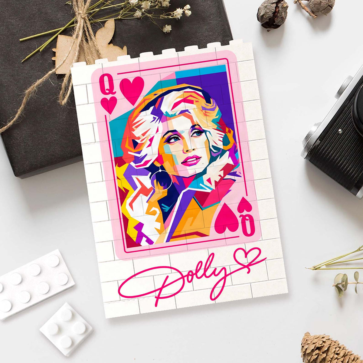 Queen Of Hearts Dolly Parton Memorial Building Blocks, Retro Country Legend Keepsake 686163