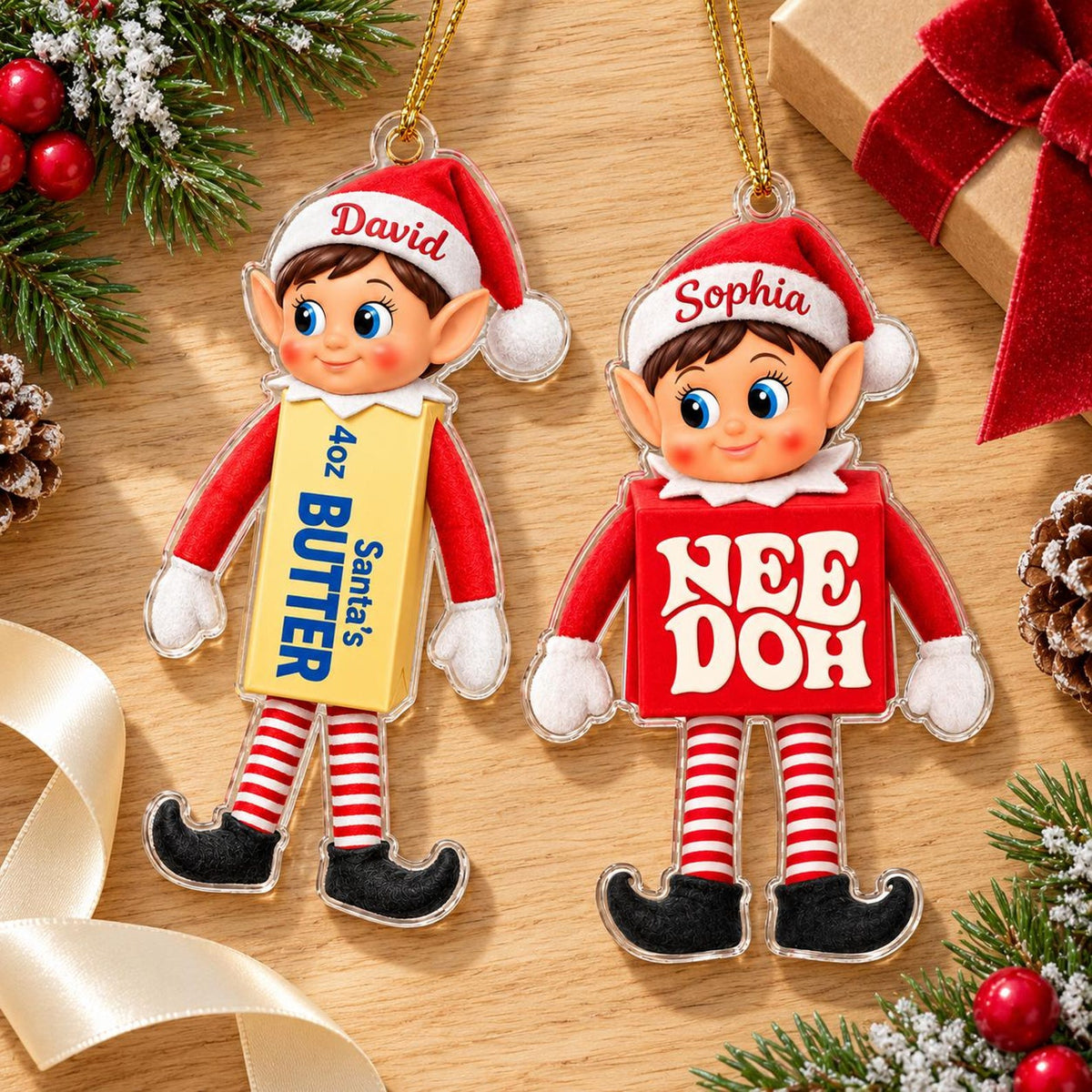 Personalized Elf Squishy Christmas Acrylic Ornament, Custom Name Holiday Keepsake Gift 686715 WFD