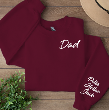 Personalized Dad Sweatshirt With Kids’ Names on Sleeve | Custom EST Year Father’s Day Gift For New Dad, Daddy Sweater 682242