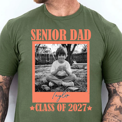 Personalized Senior Dad Mom 2027 Dark Shirt, Custom Photo Class Of 2027 Tee, Graduation Gift For Family 685374