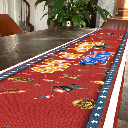 BBQ 4th of July Table Runner | Patriotic American Independence Day | Trump 4th Of July Table Runner For Kitchen 682359 - GOP