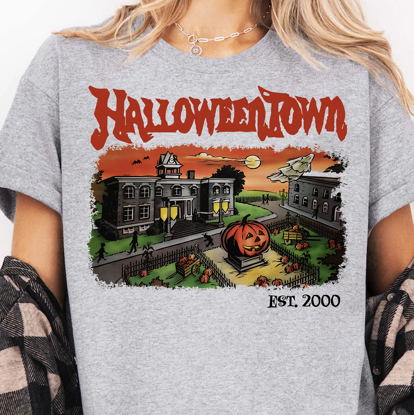 Personalized Halloween Town Retro Graphic Bright Shirt, Spooky Season Vintage Halloween Tee 685609