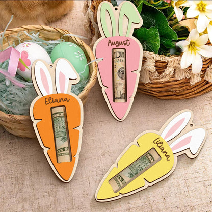 Personalized Easter Money Holder, Custom Bunny Money Holder, Carrot Money Holder, Easter Name Tag 684443