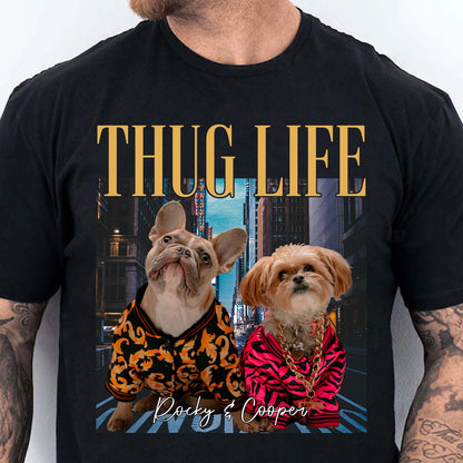 Thug Life Live Preview Custom Your Pets Tee | Retro Vintage Portrait Bootleg shirt | Personalized with Your Own Dog or Cat Photo 683448