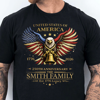 Custom Family Name America 250 Years Anniversary Dark Shirt | Patriotic Eagle Shirt 684544