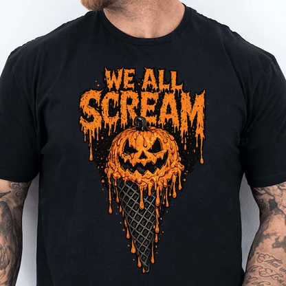 We All Scream Dark Sweater | Spooky Pumpkin Ice Cream Cone Tee | Vintage Halloween Shirt 685658