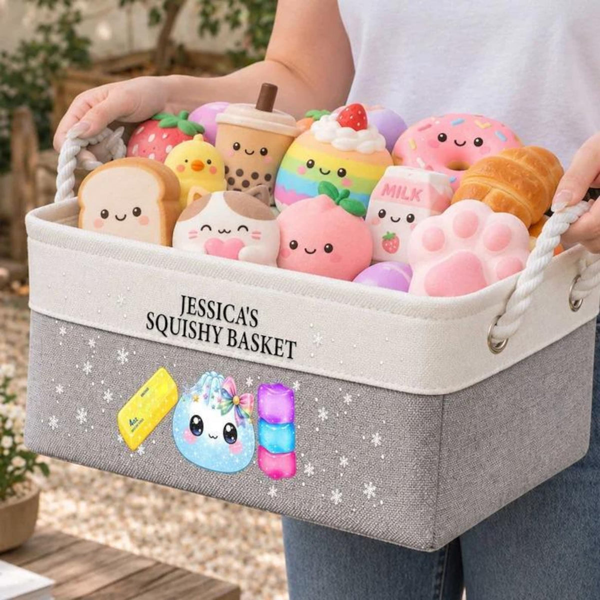 Personalized Squishy Dumpling Storage Basket, Custom Squishy Hunter Basket, Gift For Kid 686605 WFD