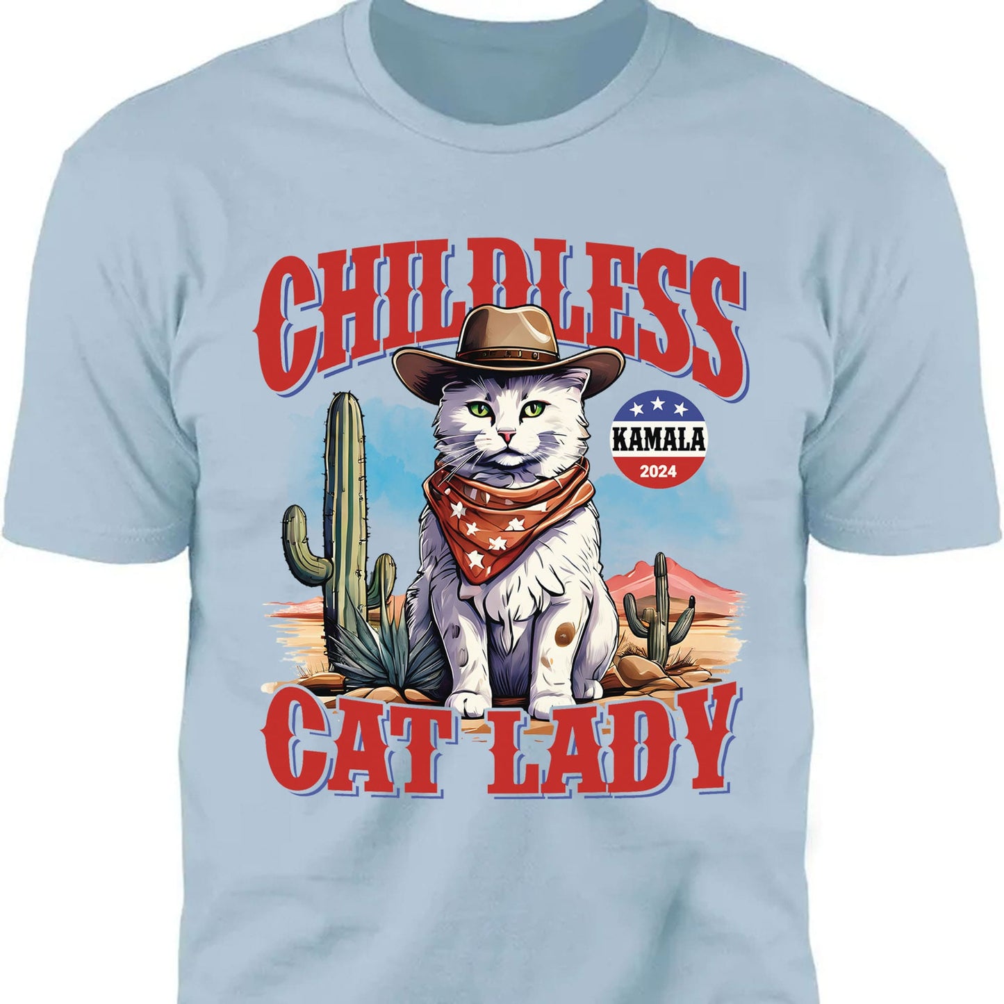 Childless Cat Lady Shirt | Kamala Harris 2024 Shirt | Democrat Shirt Bright T1239 - KH2