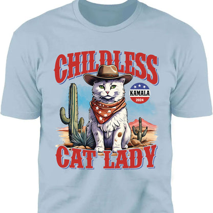 Childless Cat Lady Shirt | Kamala Harris 2024 Shirt | Democrat Shirt Bright T1239 - KH2