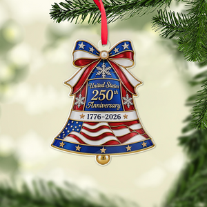 USA 250th Anniversary Christmas Bell Acrylic Ornament 1776-2026 Patriotic Tree Decor 686460