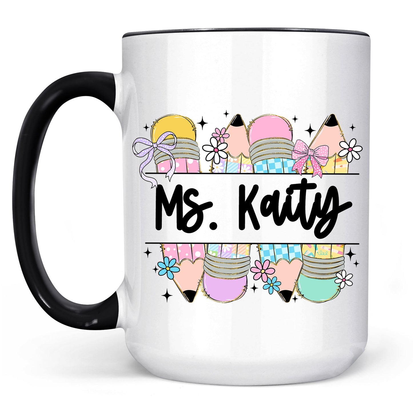 Personalized Cute Teacher Pencil Mug | Back to School White Mug Accent Mug | Custom Mug for Teachers 682577