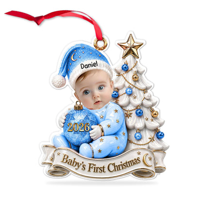 Custom Photo Baby’s First Christmas Acrylic Ornament, Personalized Newborn Gift For Family, Christmas Tree Decor 685942