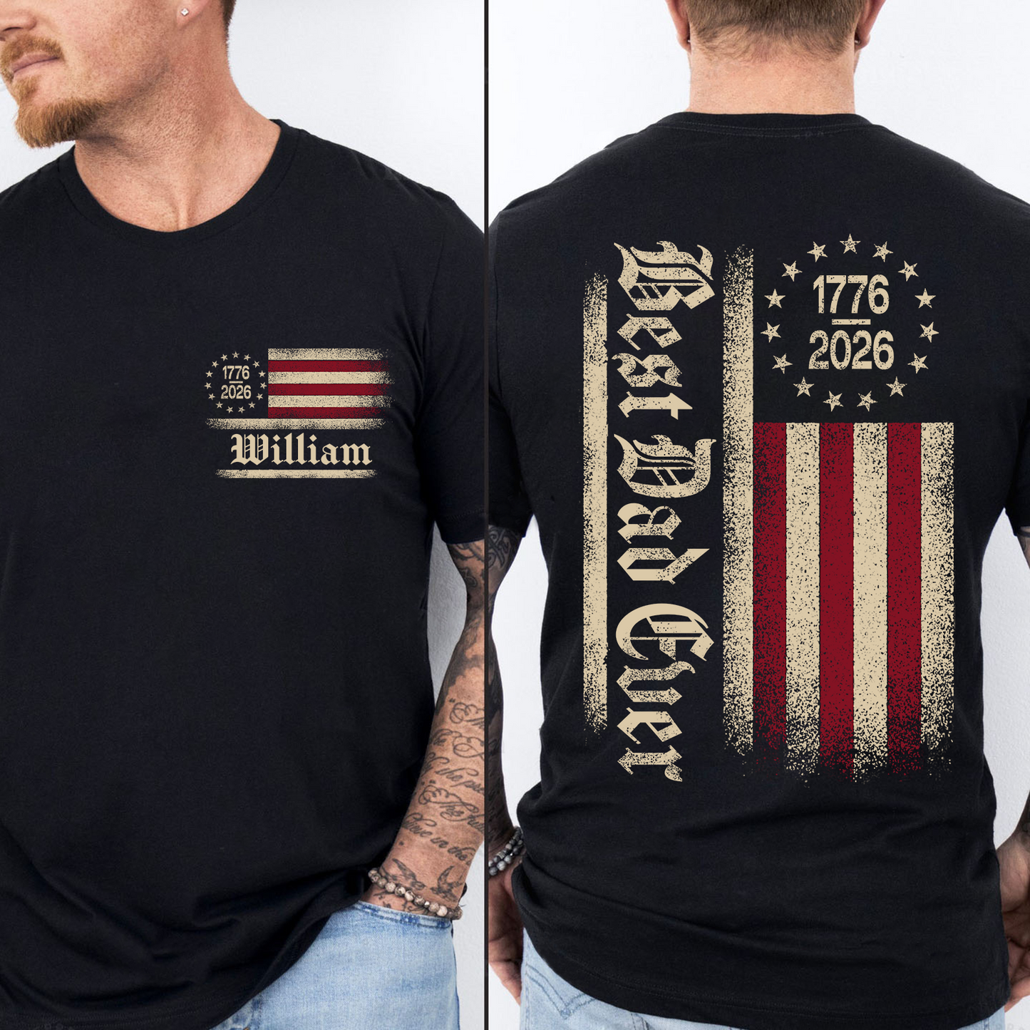 Personalized Best Dad Ever Shirt | 250th Anniversary 1776–2026 Tee | Patriotic Retro USA 250 Pocket & Back Dark Shirt 684562