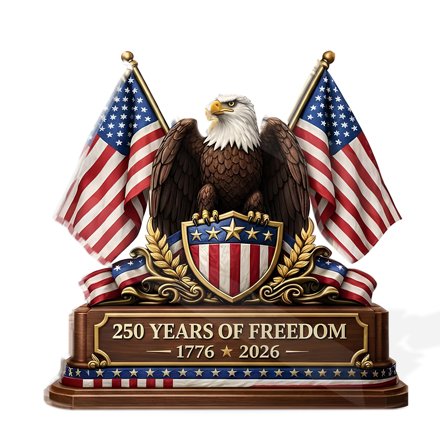 250 Years Of Freedom Acrylic Block Plaque | Patriotic American Eagle Tabletop Decor 684569