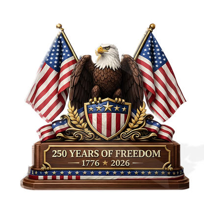 250 Years Of Freedom Acrylic Block Plaque | Patriotic American Eagle Tabletop Decor 684569
