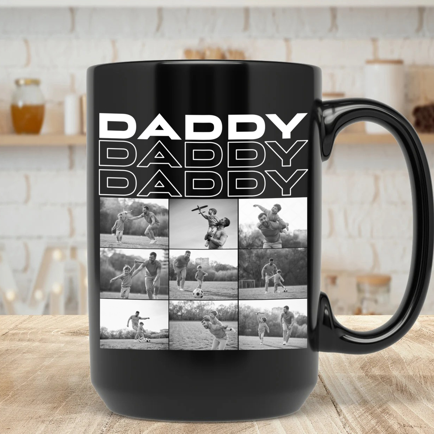 Custom Photo Daddy Black Mug, Father's Day Gift For Dad, Personalized Coffee Mug With Picture 685058
