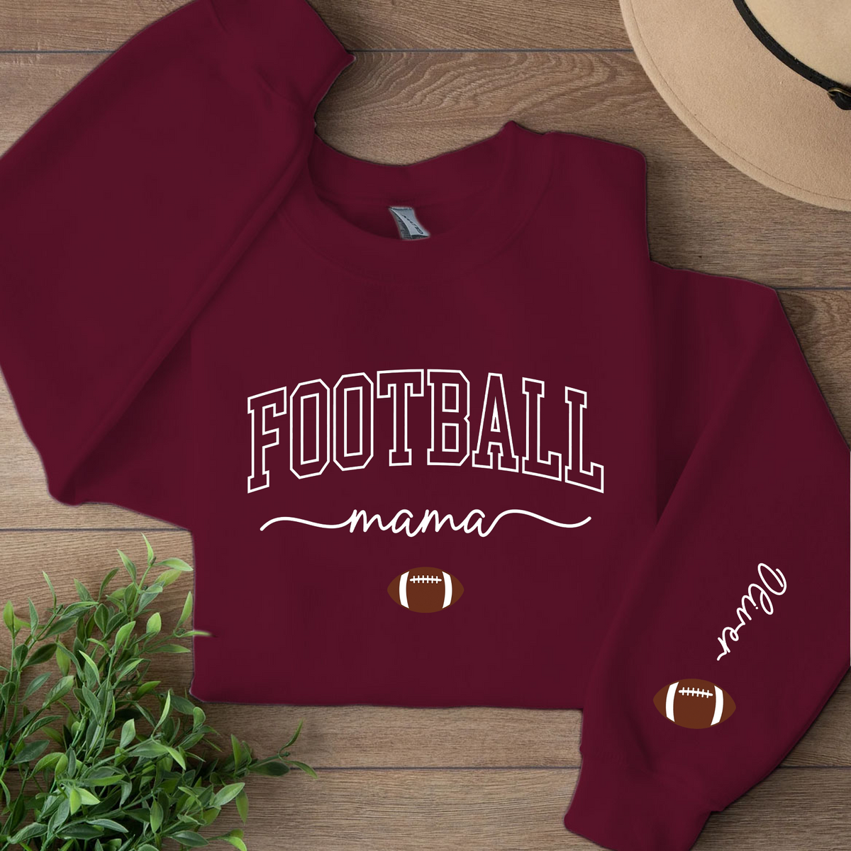 Personalized Football Mama Sweatshirt | Custom Name Sleeve Right Print Sweater 686202
