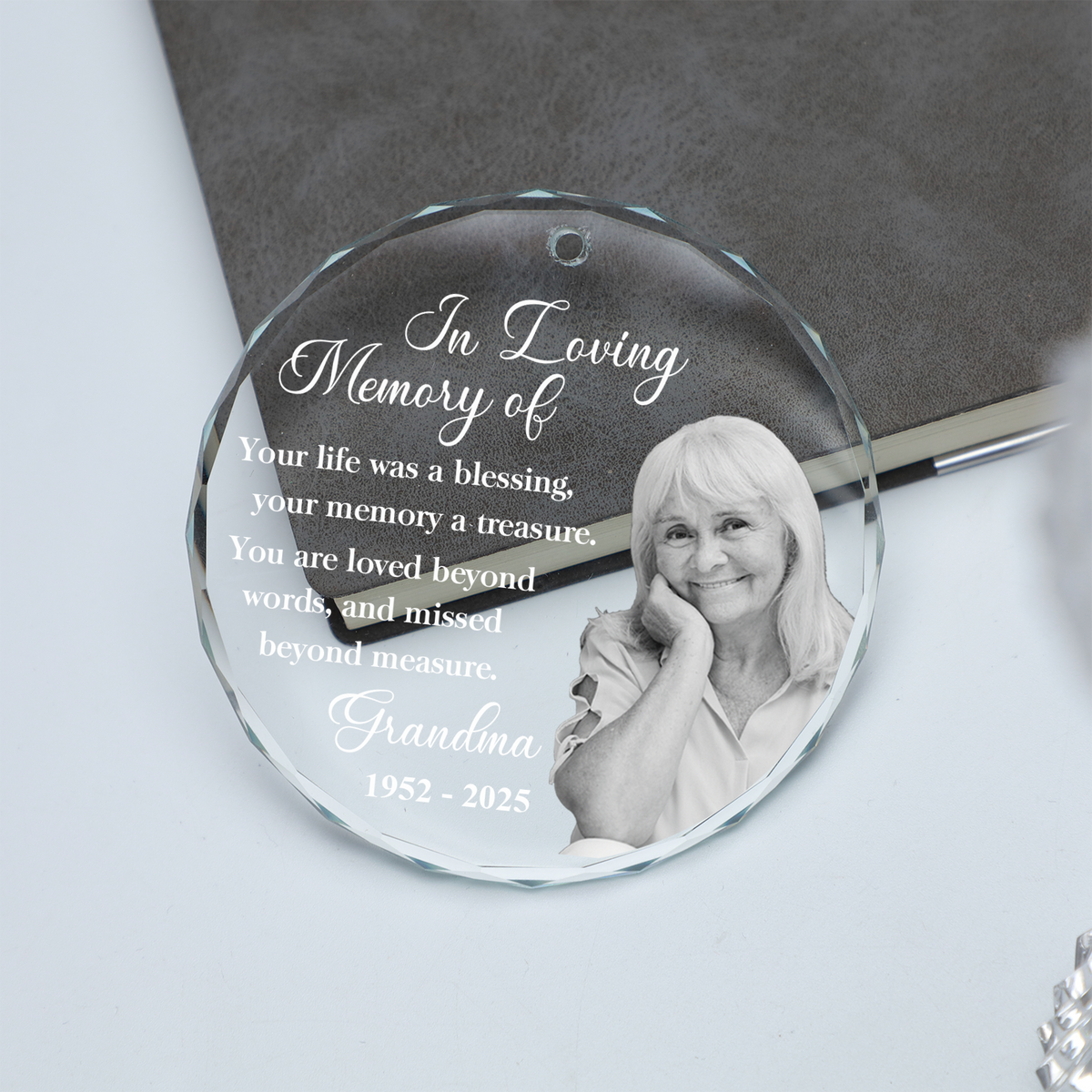 Custom Photo Memorial Glass Ornament, In Loving Memory Ornament, Memorial Christmas Gift For Family 686213