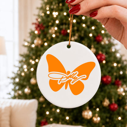 Dolly Orange Butterfly Christmas Ceramic Ornament, Country Music Legend Memorial Keepsake, Dolly Parton Gift 686125